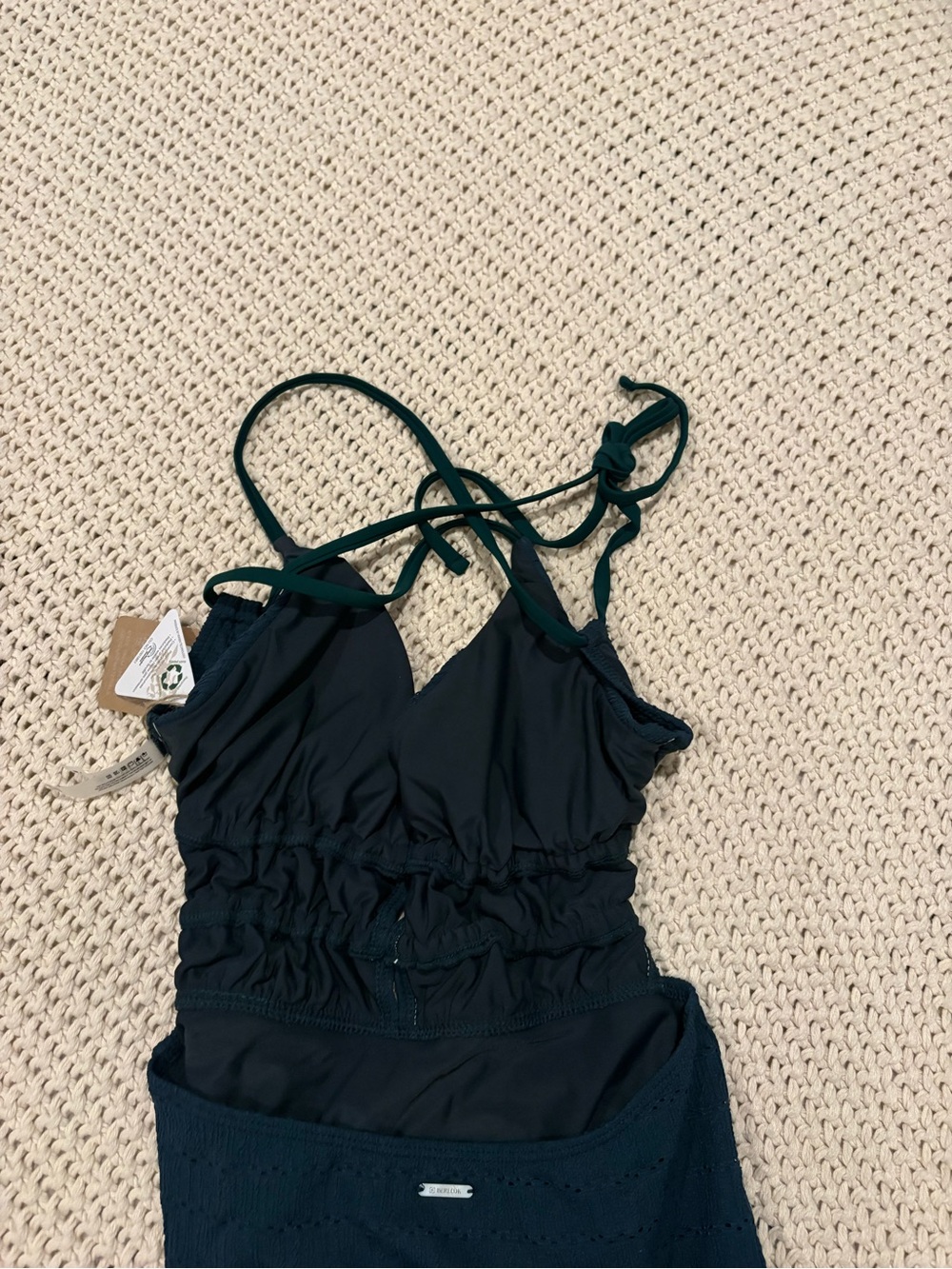 Dark green teal one peice open back new berlook swimsuit - Picture 3 of 3